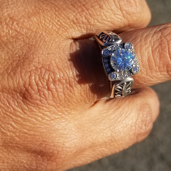 Sale! Vintage 925 sterling silver 2 carat   moissanite diamond antique ring - Picture 16 of 17